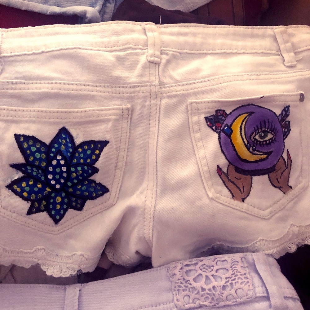 painted white shorts